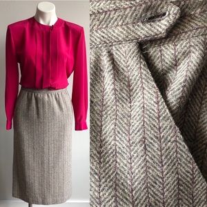 Vintage Wool-Blend Pencil Skirt